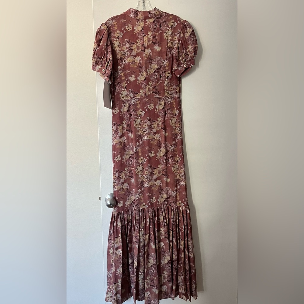 Caroline Constas Womens Nancy Floral Puff-Sleeve Maxi Dress